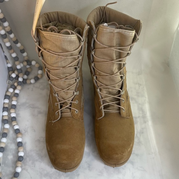 Steel Toe Military Combat Boots Tan Men Size 9.5 - Picture 2 of 11